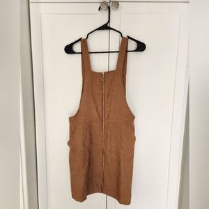 Zip-front corduroy jumper dress